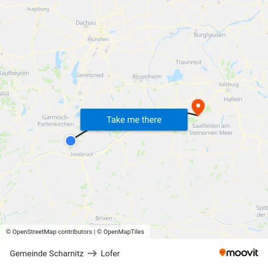 Gemeinde Scharnitz to Lofer map