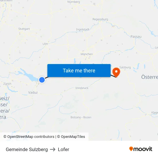 Gemeinde Sulzberg to Lofer map