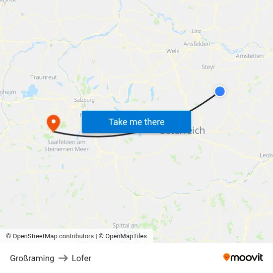 Großraming to Lofer map