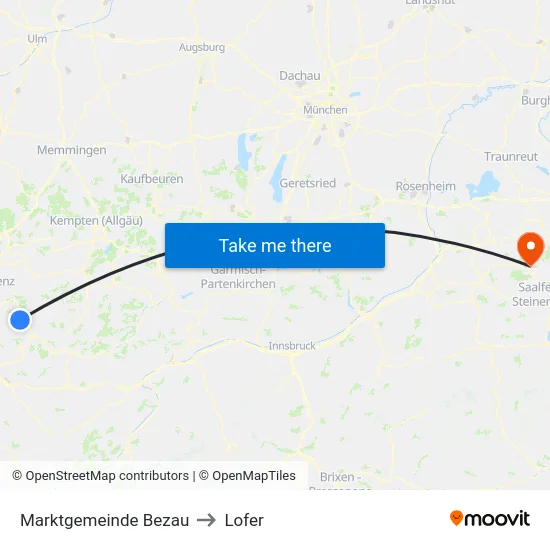 Marktgemeinde Bezau to Lofer map