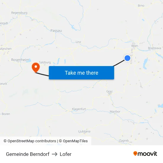 Gemeinde Berndorf to Lofer map