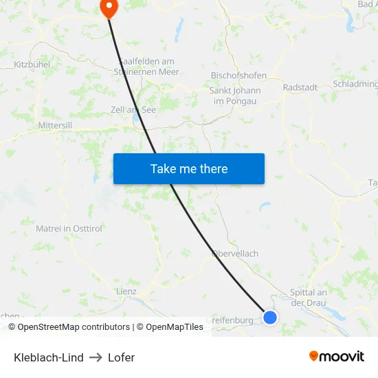 Kleblach-Lind to Lofer map