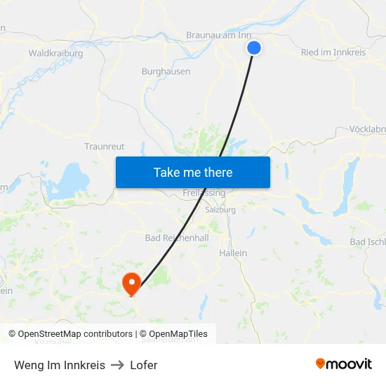 Weng Im Innkreis to Lofer map