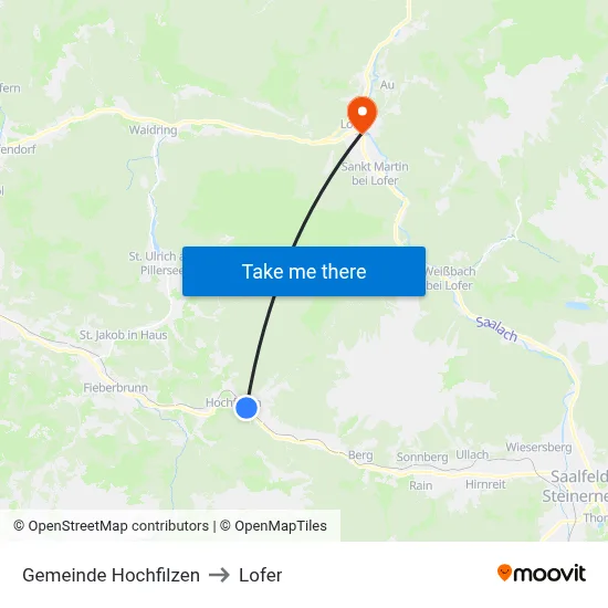 Gemeinde Hochfilzen to Lofer map