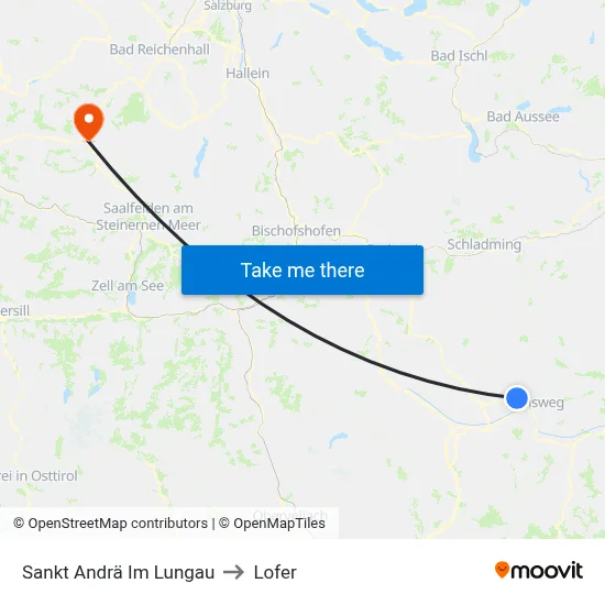Sankt Andrä Im Lungau to Lofer map