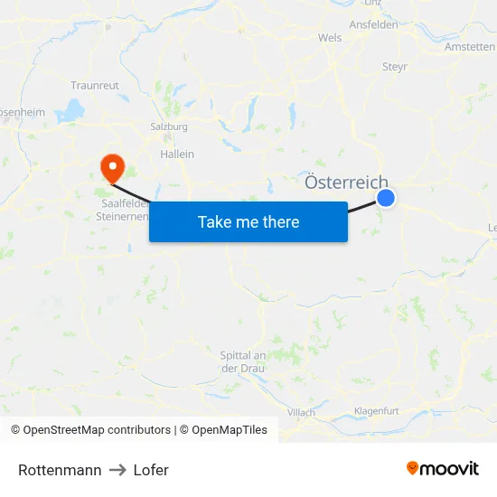 Rottenmann to Lofer map