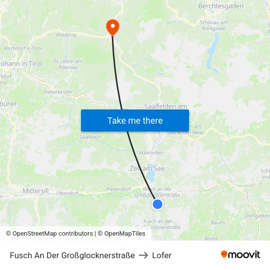Fusch An Der Großglocknerstraße to Lofer map
