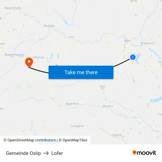 Gemeinde Oslip to Lofer map