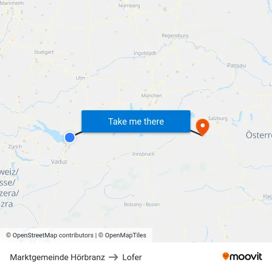 Marktgemeinde Hörbranz to Lofer map