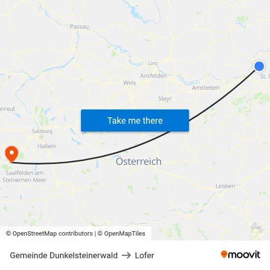 Gemeinde Dunkelsteinerwald to Lofer map