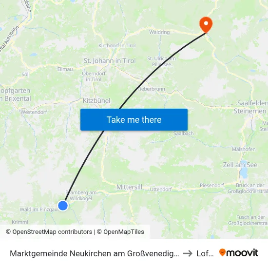 Marktgemeinde Neukirchen am Großvenediger to Lofer map