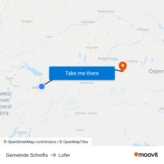 Gemeinde Schnifis to Lofer map