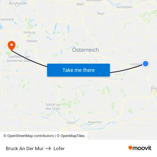 Bruck An Der Mur to Lofer map