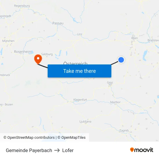 Gemeinde Payerbach to Lofer map