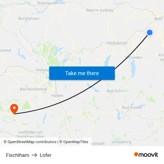 Fischlham to Lofer map