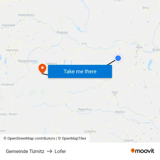 Gemeinde Türnitz to Lofer map