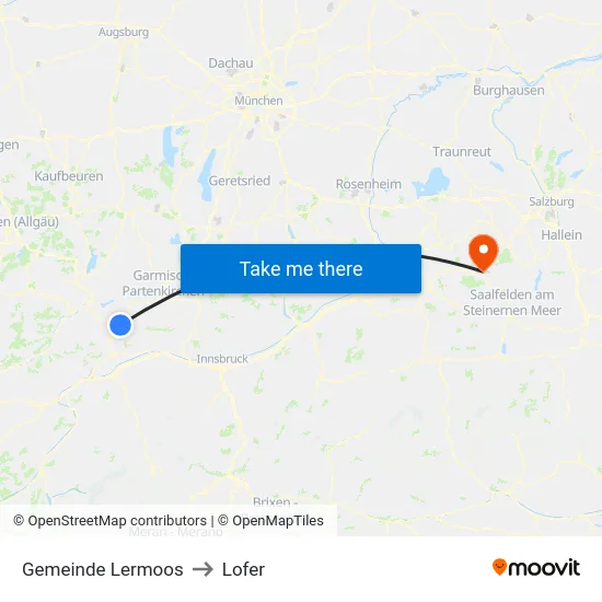 Gemeinde Lermoos to Lofer map