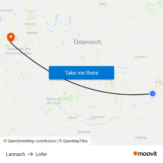 Lannach to Lofer map