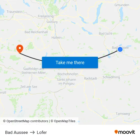 Bad Aussee to Lofer map