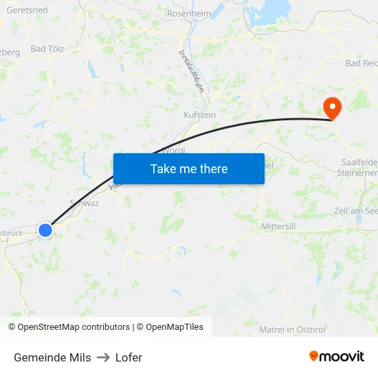 Gemeinde Mils to Lofer map