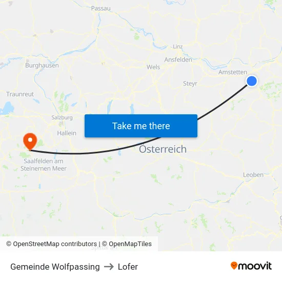 Gemeinde Wolfpassing to Lofer map