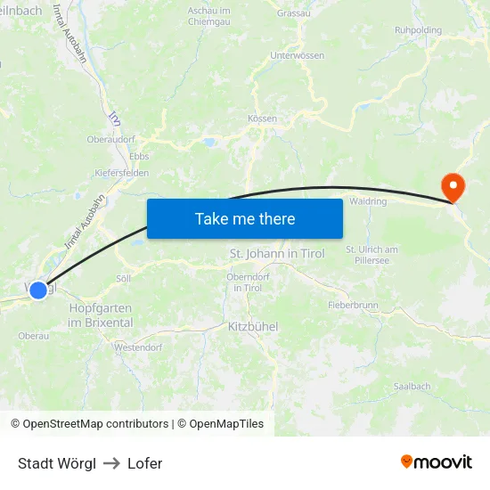 Stadt Wörgl to Lofer map