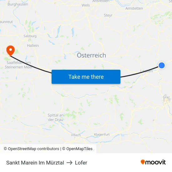 Sankt Marein Im Mürztal to Lofer map