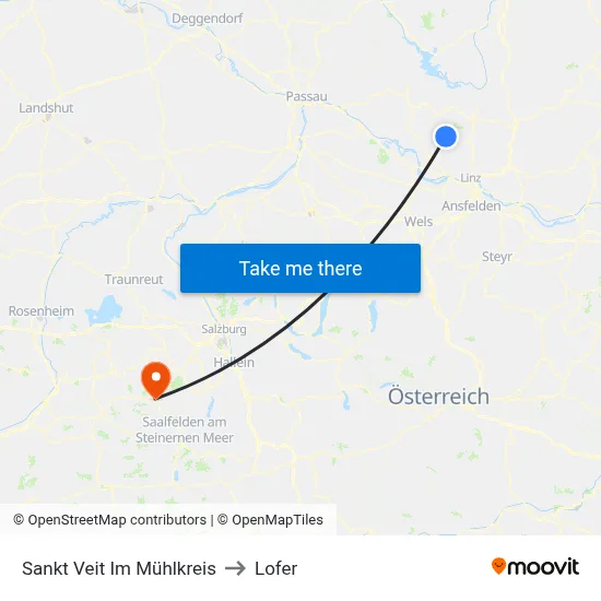 Sankt Veit Im Mühlkreis to Lofer map