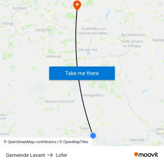 Gemeinde Lavant to Lofer map