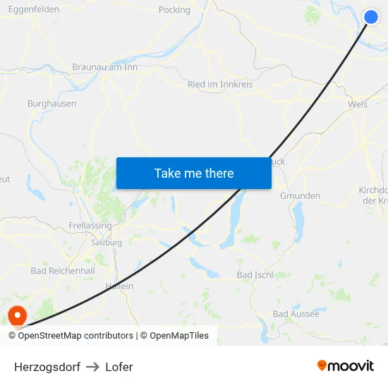 Herzogsdorf to Lofer map