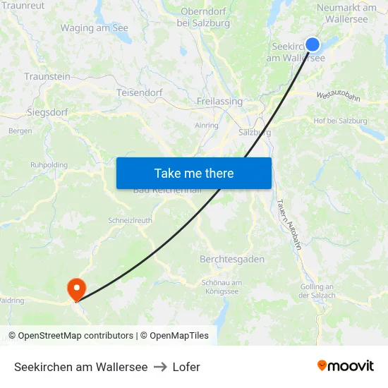 Seekirchen am Wallersee to Lofer map