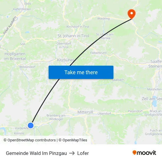 Gemeinde Wald Im Pinzgau to Lofer map