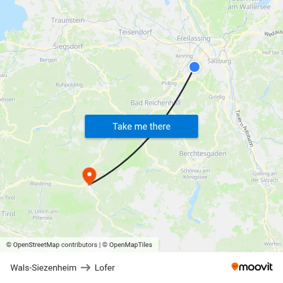Wals-Siezenheim to Lofer map