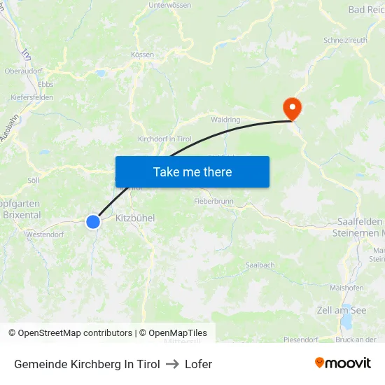 Gemeinde Kirchberg In Tirol to Lofer map