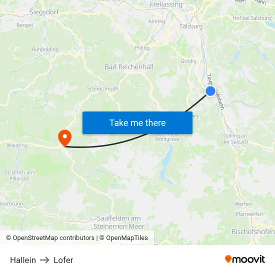 Hallein to Lofer map
