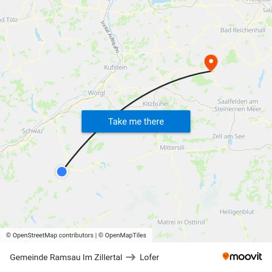 Gemeinde Ramsau Im Zillertal to Lofer map