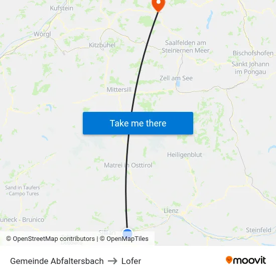 Gemeinde Abfaltersbach to Lofer map