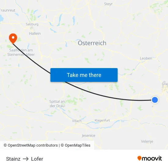 Stainz to Lofer map