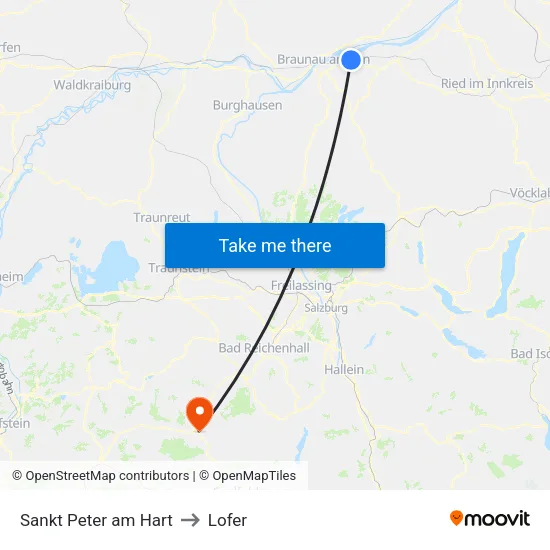 Sankt Peter am Hart to Lofer map
