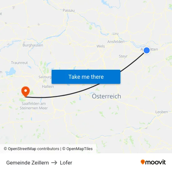 Gemeinde Zeillern to Lofer map