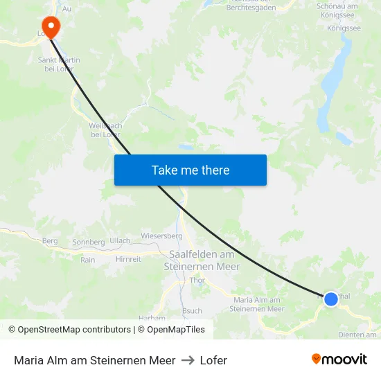 Maria Alm am Steinernen Meer to Lofer map