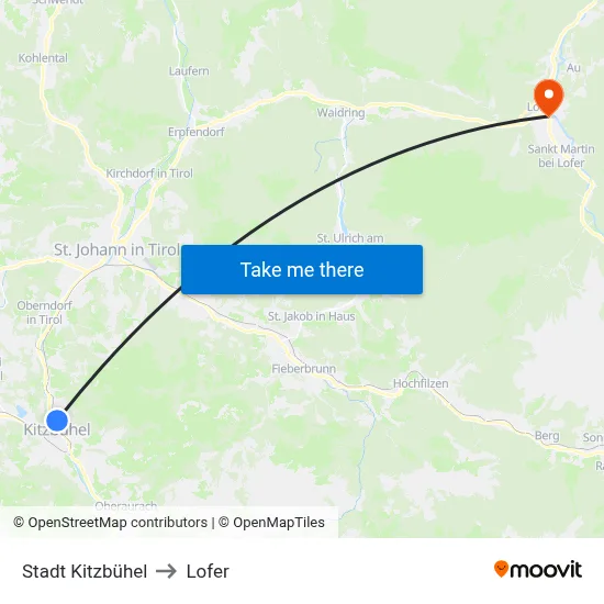 Stadt Kitzbühel to Lofer map