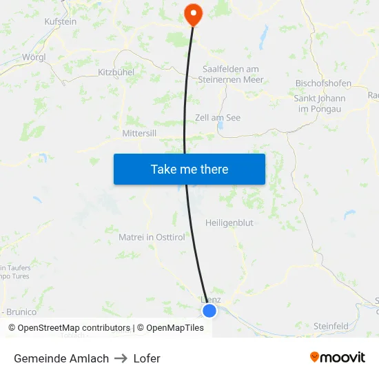 Gemeinde Amlach to Lofer map