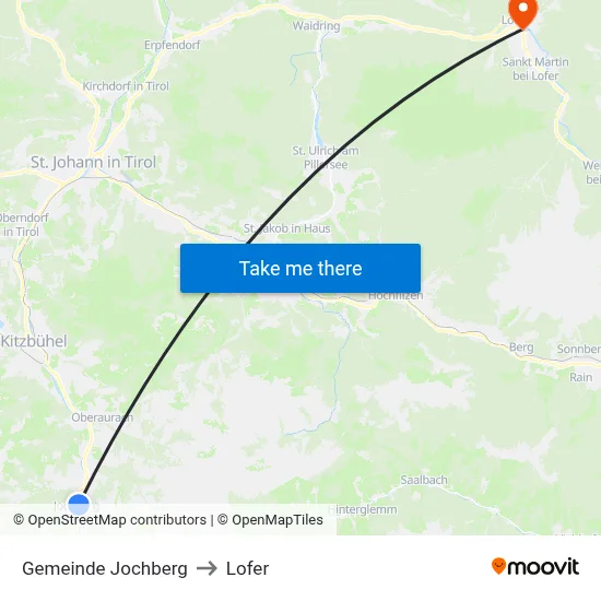 Gemeinde Jochberg to Lofer map