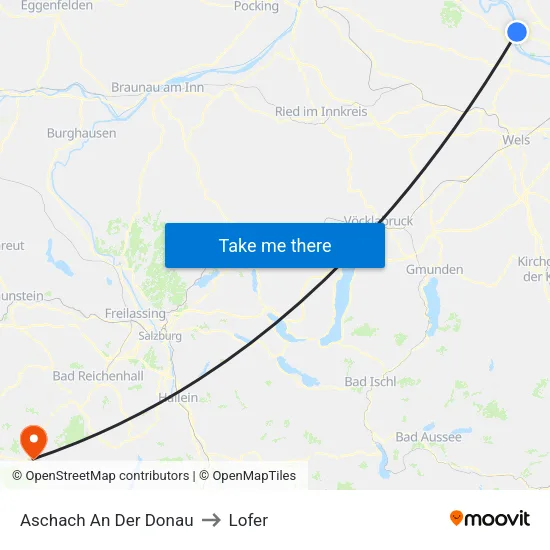 Aschach An Der Donau to Lofer map