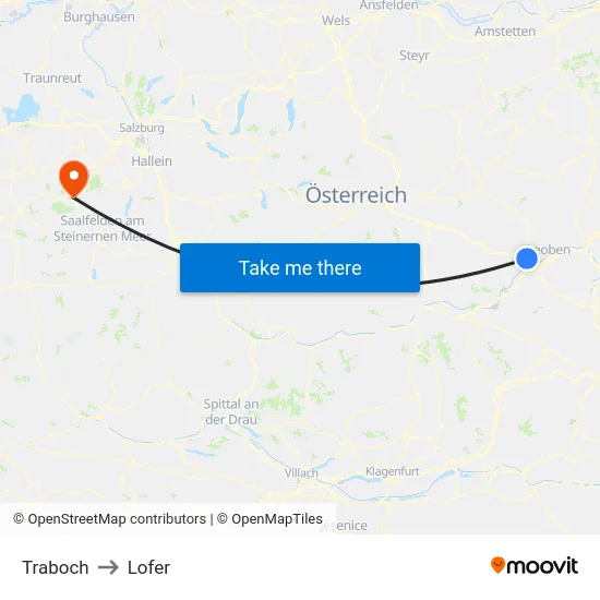 Traboch to Lofer map