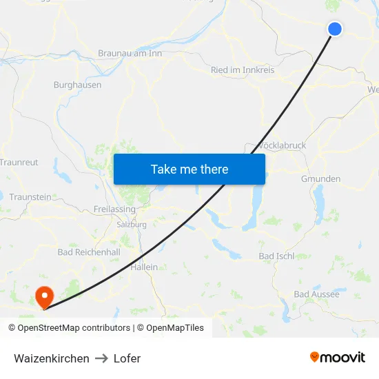 Waizenkirchen to Lofer map