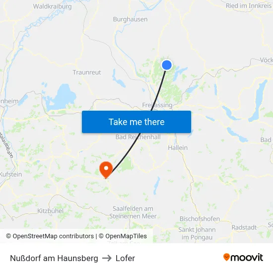 Nußdorf am Haunsberg to Lofer map