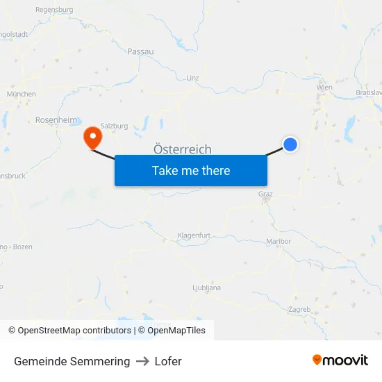 Gemeinde Semmering to Lofer map