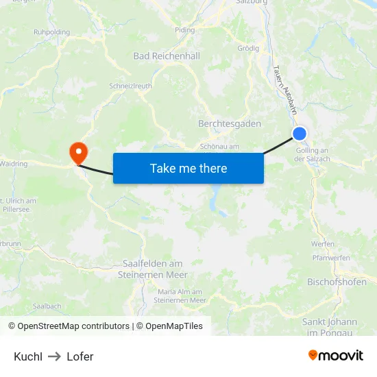 Kuchl to Lofer map